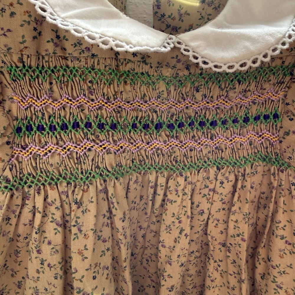Floral Smocked Dress with White Collar